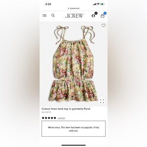 Jcrew Cutout linen tank top in painterly floral size small
